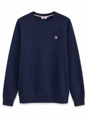 Fila Navy Blue Crewneck Sweatshirt w Embroidered Patch Logo – Size 2XL EUC